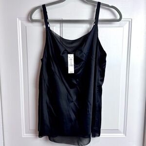 NWT White House Black Market Black Drape NK Lined Cami Size M.